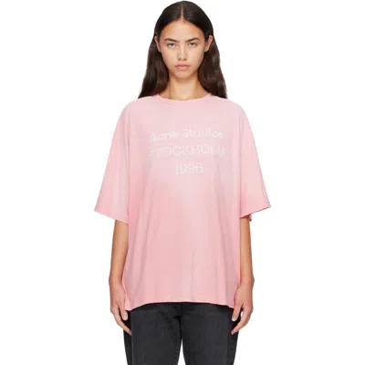 Acne Studios Pink Sprayed Logo T-shirt