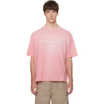 Acne Studios Pink Sprayed Logo T-shirt In Ckq Tango Pink