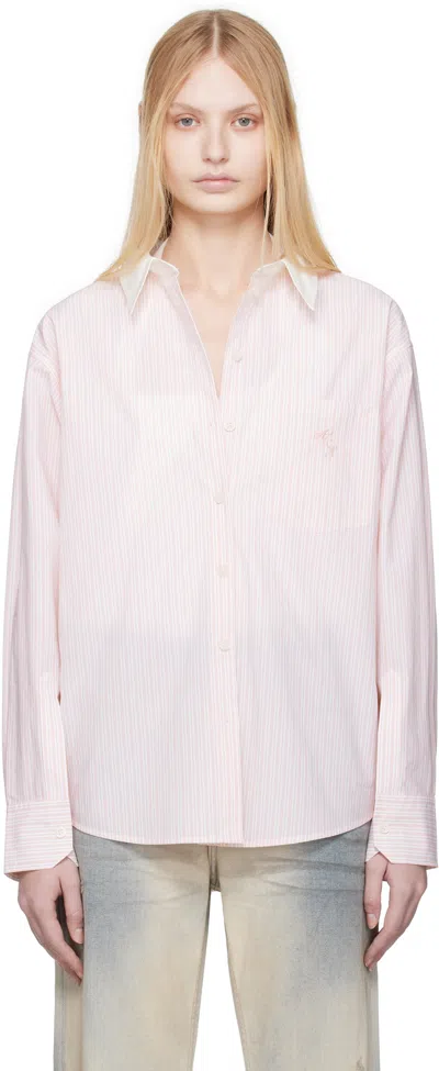 Acne Studios Pink Stripe Button-up Shirt In Dja Salmon Pink/whit