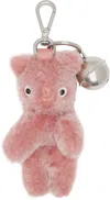 Acne Studios Pink Teddy Bear Keychain In Pink