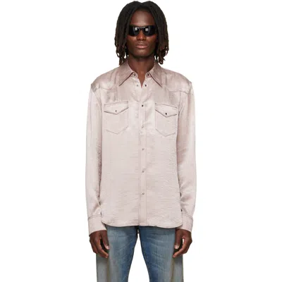 Acne Studios Pink Textured Satin Button-up Shirt In 416 Dusty Pink