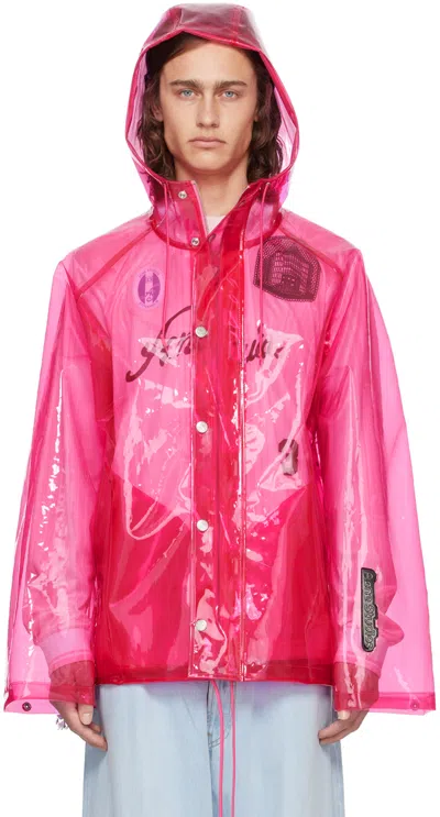 Acne Studios Pink Transparent Jacket In Acr Berry Pink
