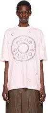 ACNE STUDIOS PINK U BUTTON LOGO T-SHIRT