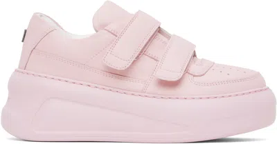 ACNE STUDIOS PINK VELCRO STRAP PLATFORM SNEAKERS