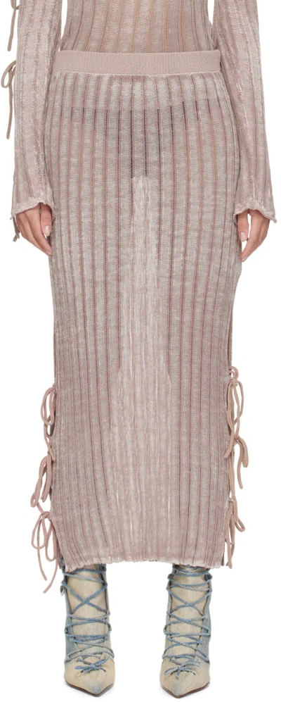 Acne Studios Pink Vented Maxi Skirt In 416 Dusty Pink