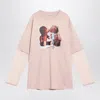 Acne Studios Pink Violet Layered T-shirt With Print