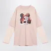 Acne Studios Pink Violet Layered T-shirt With Print In Pink