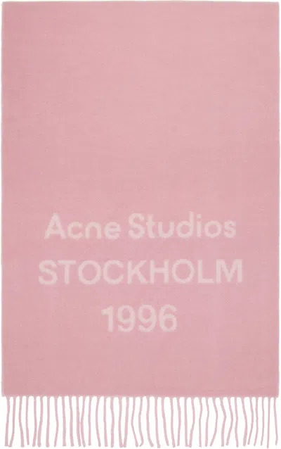 Acne Studios Pink Wide Logo Scarf