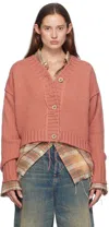 Acne Studios Pink Wool Cardigan In Coa Faded Pink