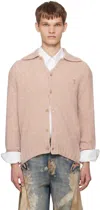 ACNE STUDIOS PINK WOOL POLO CARDIGAN