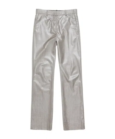Acne Studios Pinstripe Trousers In Silver
