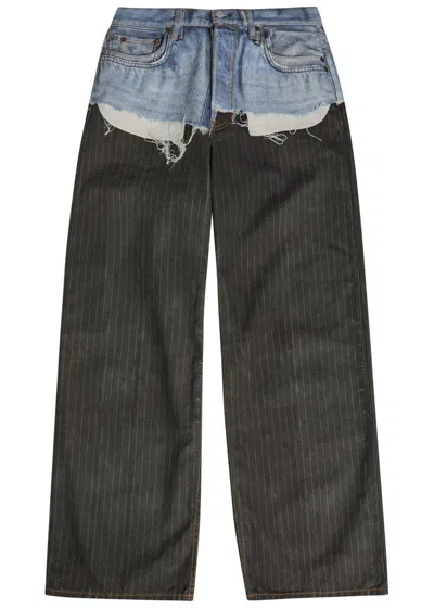 Acne Studios Pinstripe Wide-leg Jeans In Black