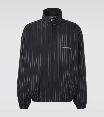 Acne Studios Pinstripe Wool And Cotton-blend Jacket In Black