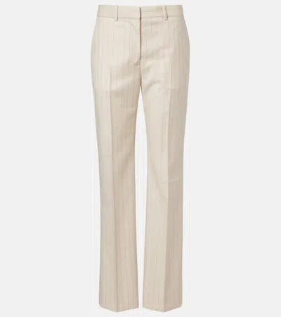 Acne Studios Pinstripe Wool Straight Pants In Neutral