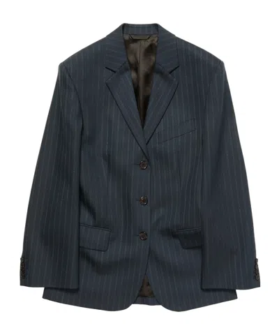Acne Studios Pinstripe Wool Suit Jacket In Pattern