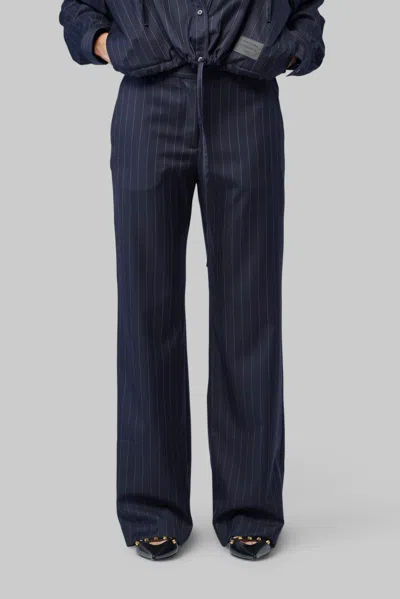 Acne Studios Pinstripe Wool Trousers In Blue