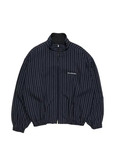 Acne Studios Pinstripe Zip Jacket In Blue