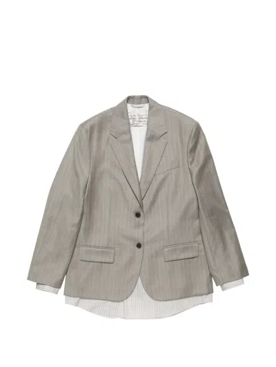 Acne Studios Pinstripe-pattern Layered Blazer In Gray