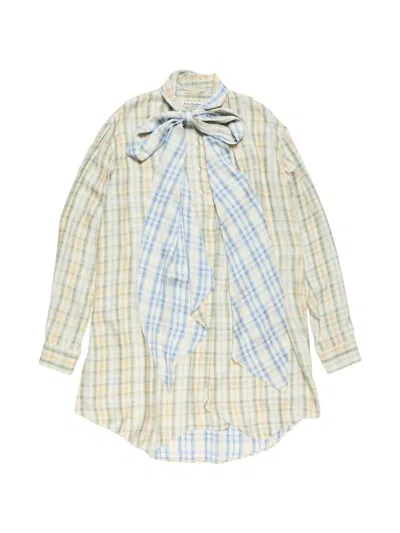 Acne Studios Plaid Asymmetric Shirt In Neutral