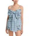Acne Studios Cotton Check Bow Blouse In Multi