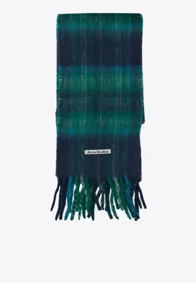 Acne Studios Plaid Check Fringed Scarf In Multi