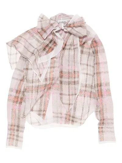 Acne Studios Plaid Chiffon Blouse In Pink