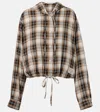 Acne Studios Womens Beige Black Check-print Hooded Woven Overshirt
