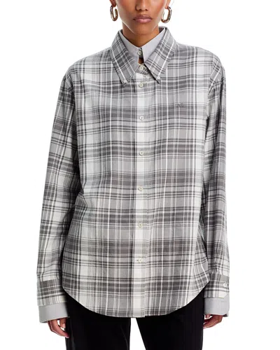 Acne Studios Plaid Double Layer Shirt In Gray