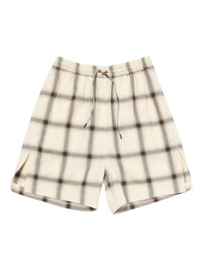 Acne Studios Plaid Drawstring-waist Shorts In Neutral