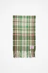 Acne Studios Green Plaid Fringe Scarf In Green