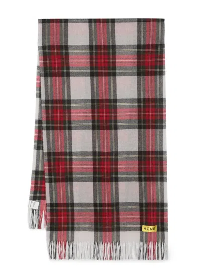 Acne Studios Plaid Fringed Scarf In Black