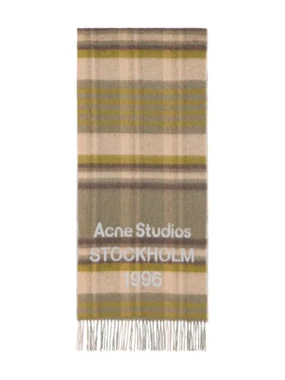 Acne Studios Plaid Fringed Scarf In Green