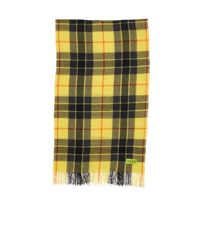Acne Studios Plaid Fringed Scarf In Green