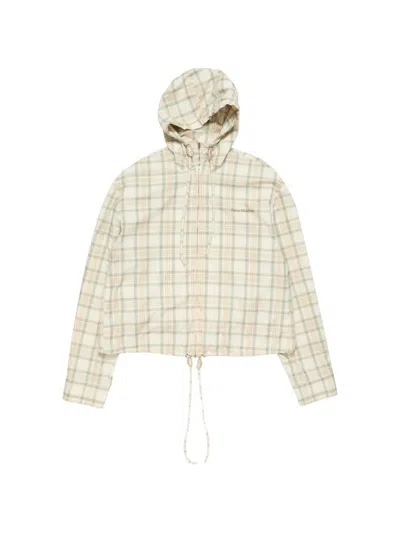 Acne Studios Plaid Hooded Jacket In Burgundy