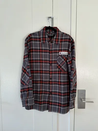 Pre-owned Acne Studios Plaid Logo Flannel In Multicolor