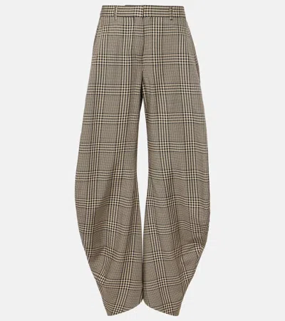 Acne Studios Plaid Mid-rise Barrel-leg Pants In Multi Brown