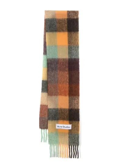 Acne Studios Plaid Mohair Mix Scarf In Multi