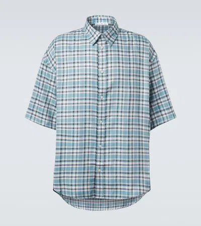 Acne Studios Plaid Oversized Flannel Shirt In Blue