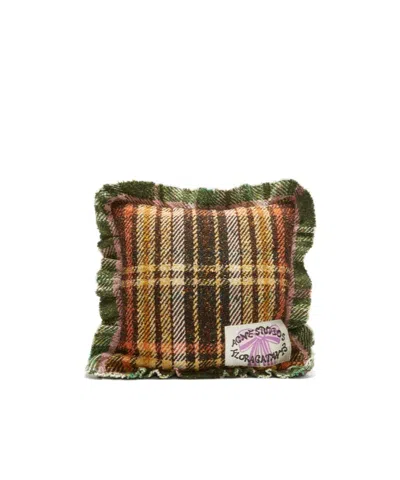 Acne Studios Plaid-pattern Cushion (35cm X 35cm) In Brown