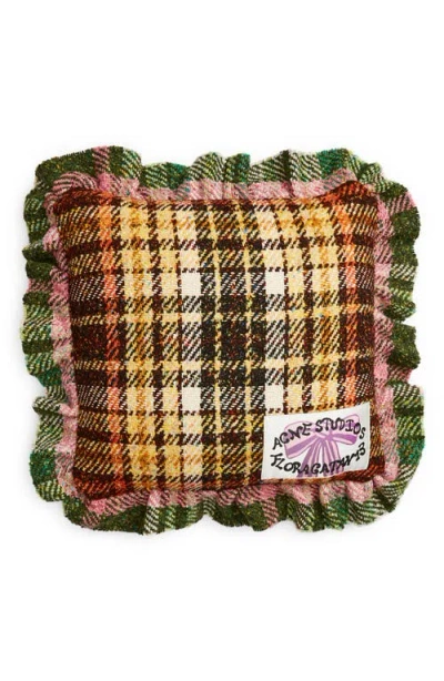 Acne Studios Plaid Pillow In Brown/green