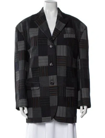 Pre-owned Acne Studios Plaid Print Blazer In Black