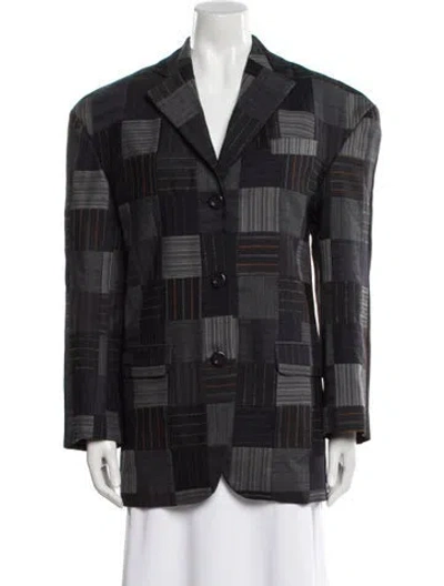 Pre-owned Acne Studios Plaid Print Blazer In Gray