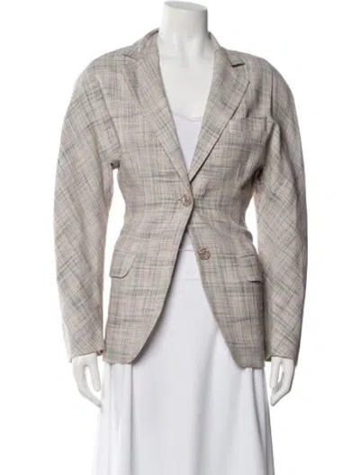 Pre-owned Acne Studios Plaid Print Blazer In Neutral