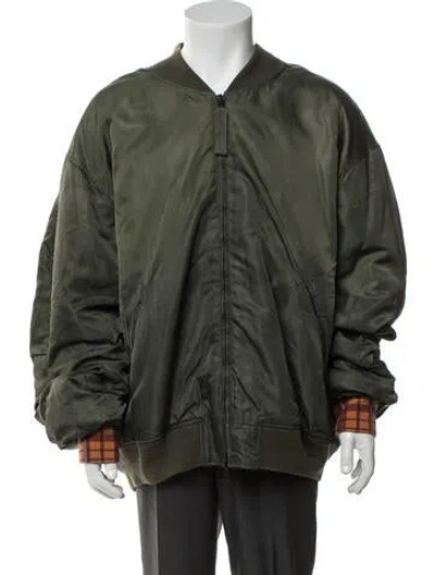 Pre-owned Acne Studios Plaid Print Bomber Jacket In Green
