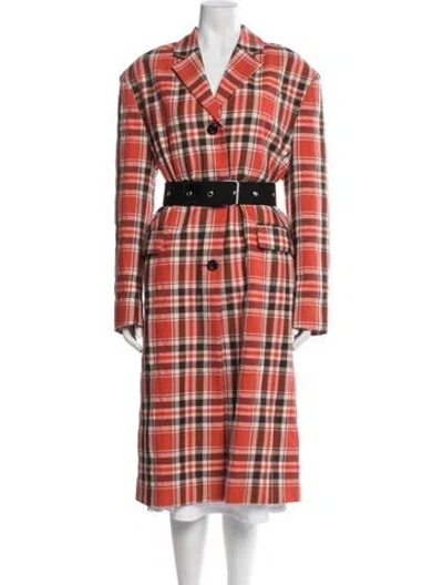 Pre-owned Acne Studios Plaid Print Coat In Red