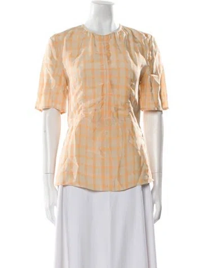 Pre-owned Acne Studios Plaid Print Crew Neck Top In Neutral