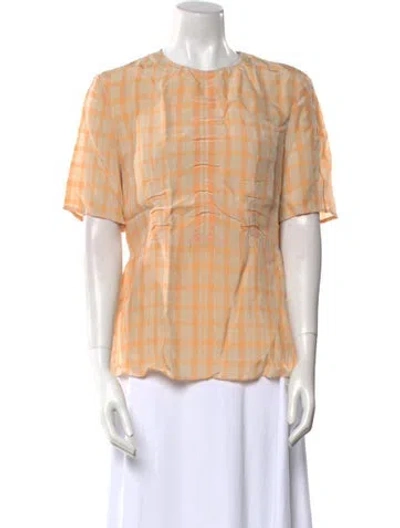 Pre-owned Acne Studios Plaid Print Crew Neck Top In Neutral