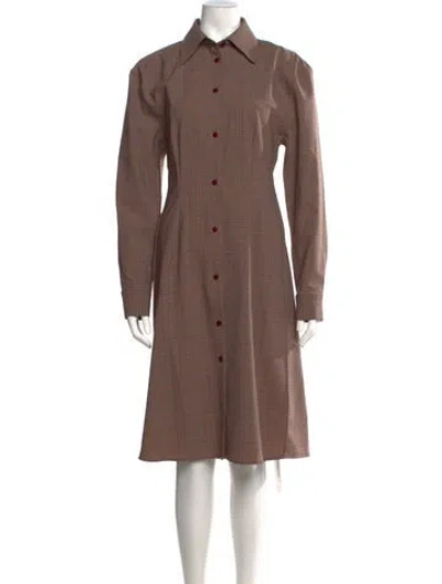 Pre-owned Acne Studios Plaid Print Knee-length Dress In Brown