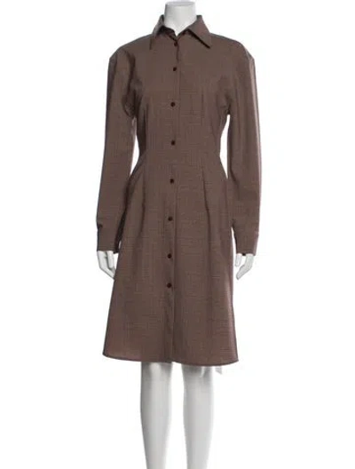 Pre-owned Acne Studios Plaid Print Knee-length Dress W/ Tags In Brown