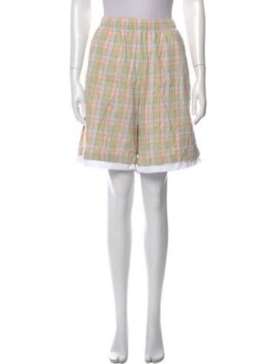Pre-owned Acne Studios Plaid Print Knee-length Shorts In Green
